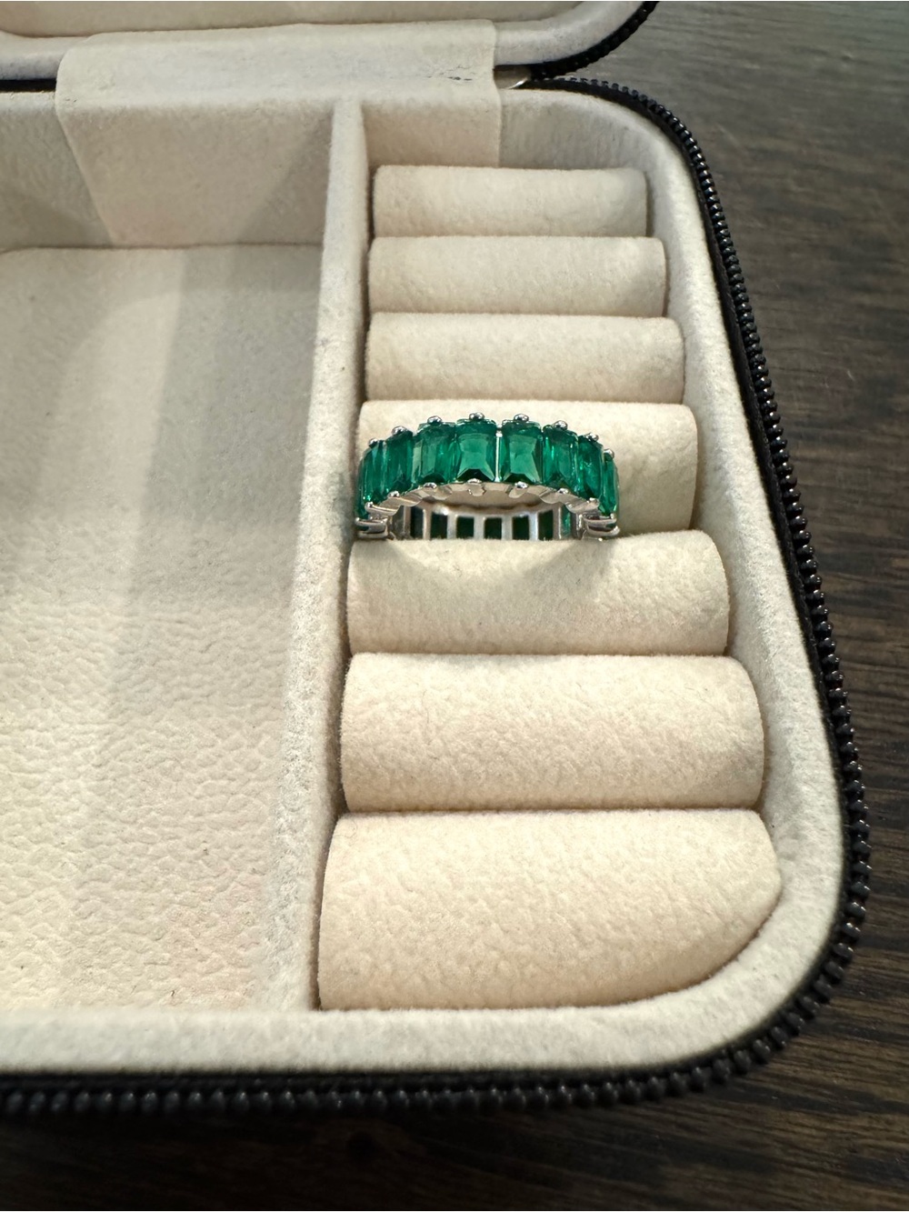 Emerald-Green Baguette Crystal Eternity Band Women's Jewelry NWOT Size 6